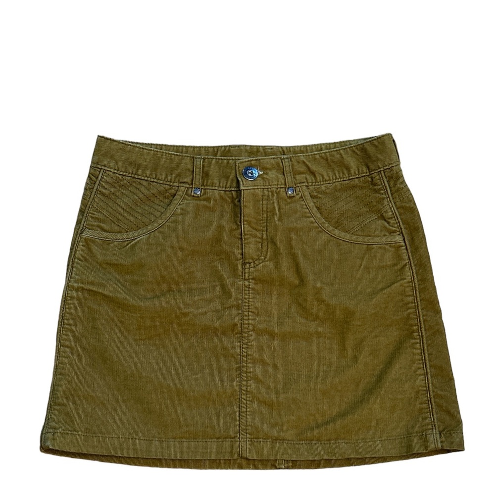 Altheta kaleidoscope olive green corduroy mini skirt
